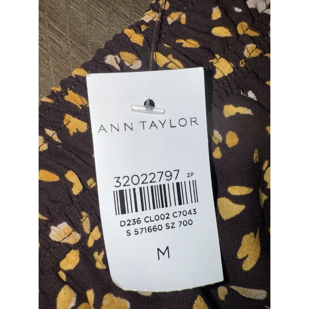 NWT Ann Taylor Brown Yellow Petal Print A Line Midi Long Skirt Women’s Medium M